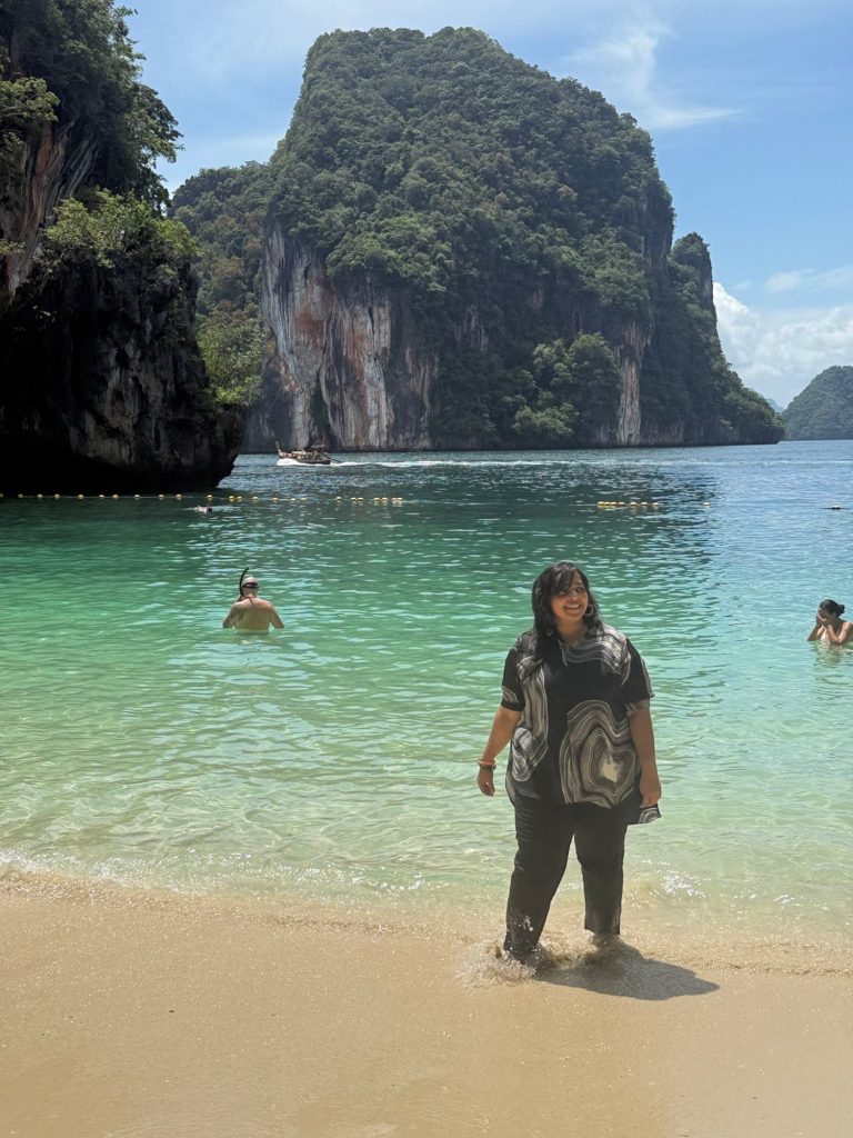 Tropical lagoon and limestone cliffs in Phuket
