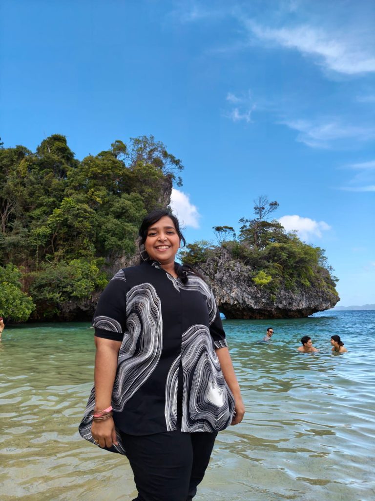 Dr. Nuzhat Jahan in a tropical island lagoon
