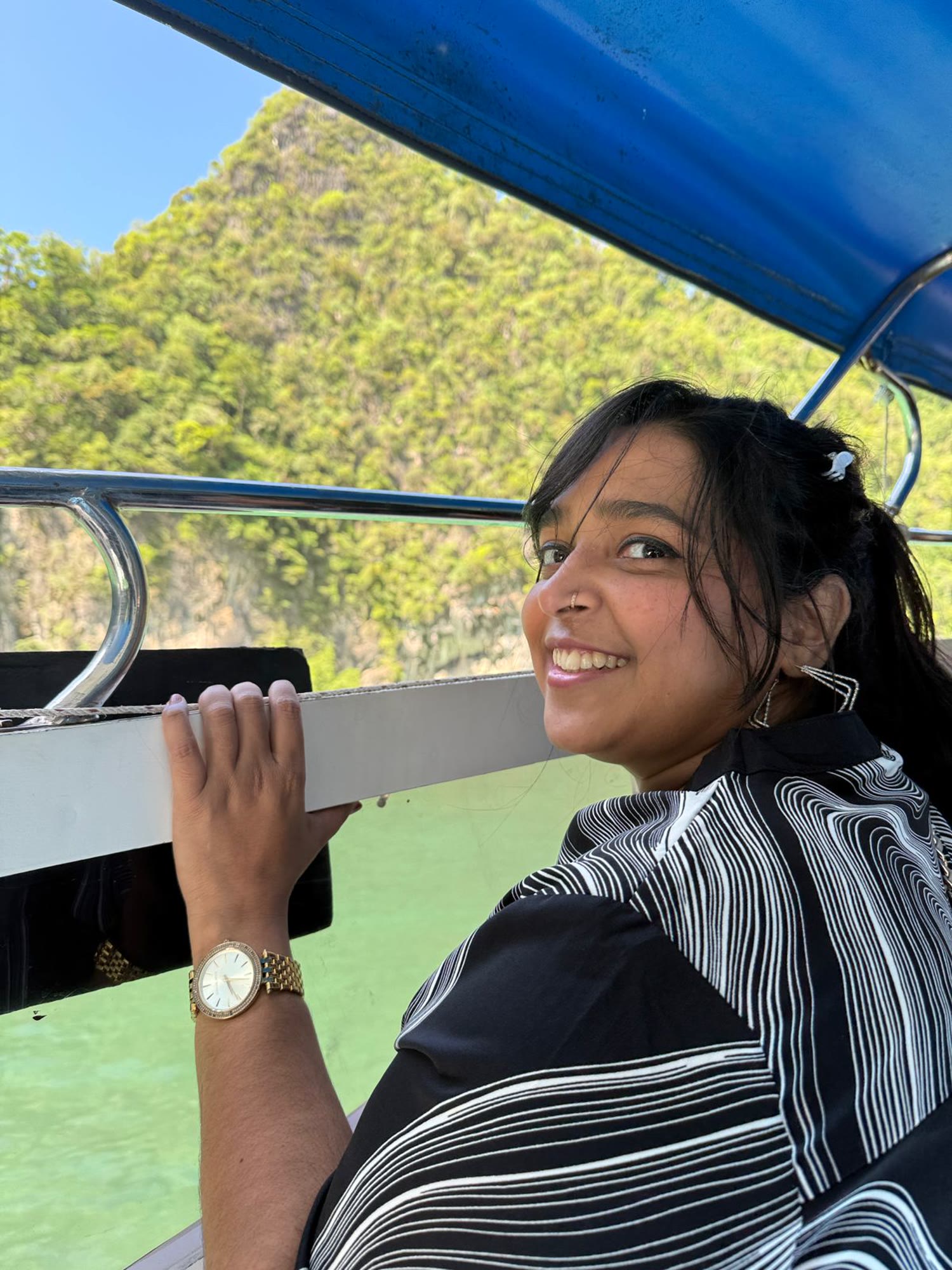 Dr. Nuzhat Jahan travelling by speedboat in Phuket